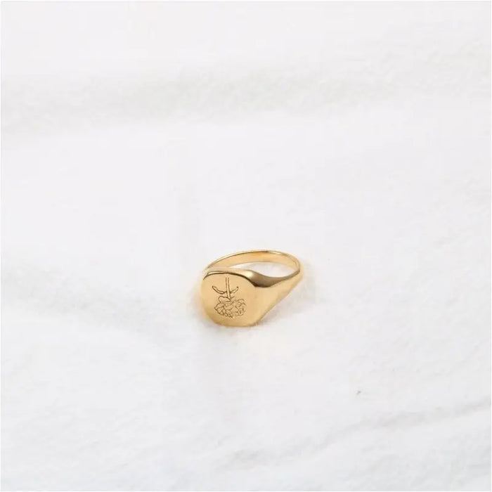 Etienne - Square Flower Signet Ring-5