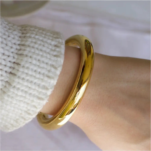 Fisk - Chunky Polished Cuff Bracelet Gold Silver-1