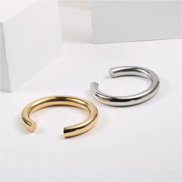 Fisk - Chunky Polished Cuff Bracelet Gold Silver-7