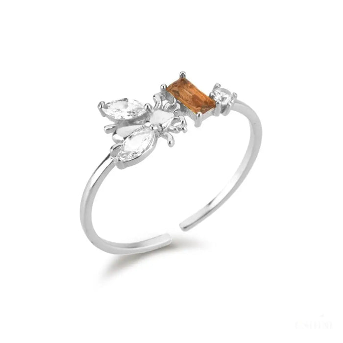 Geneve - Honey Bee Crystal Stacking Ring-12