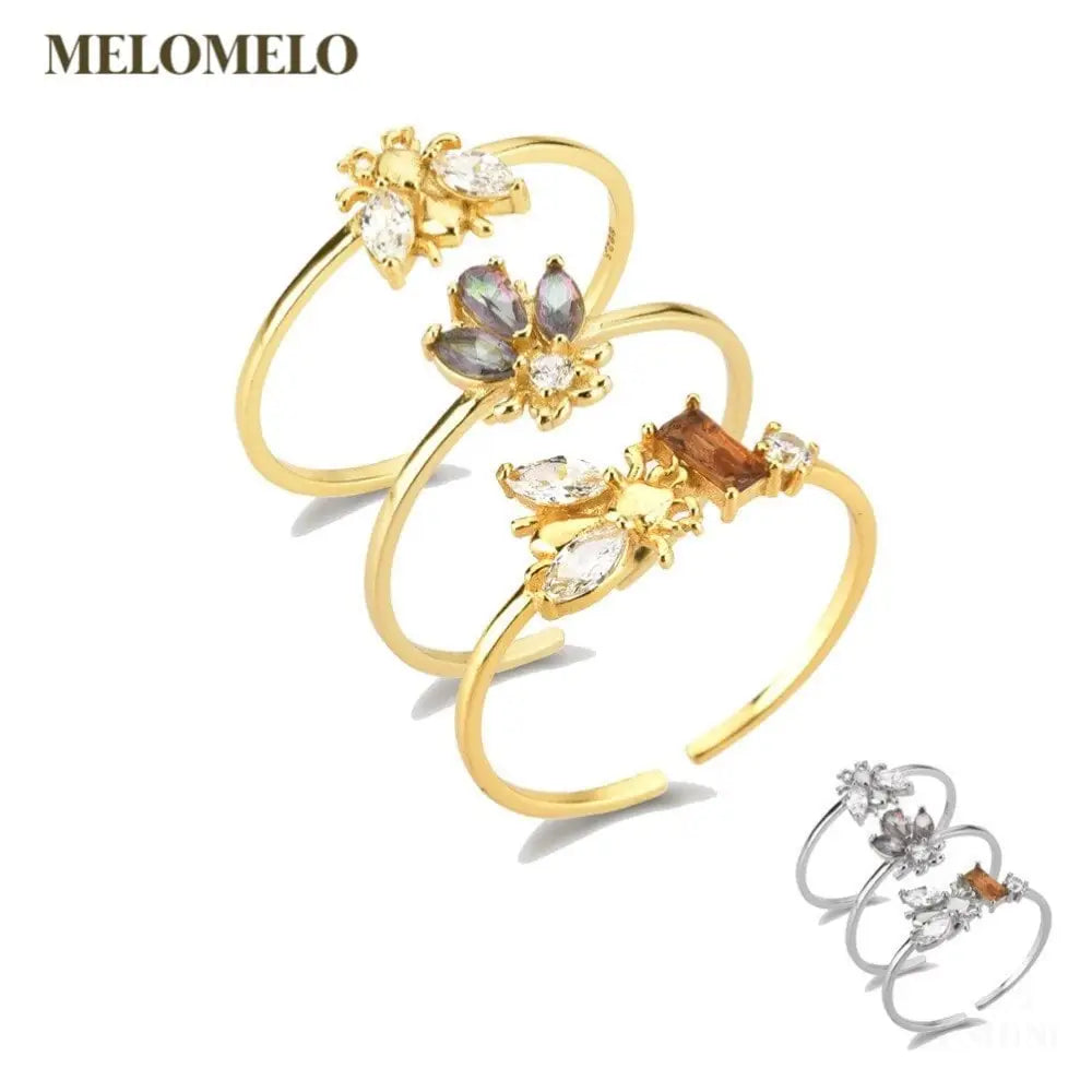 Geneve - Honey Bee Crystal Stacking Ring-0