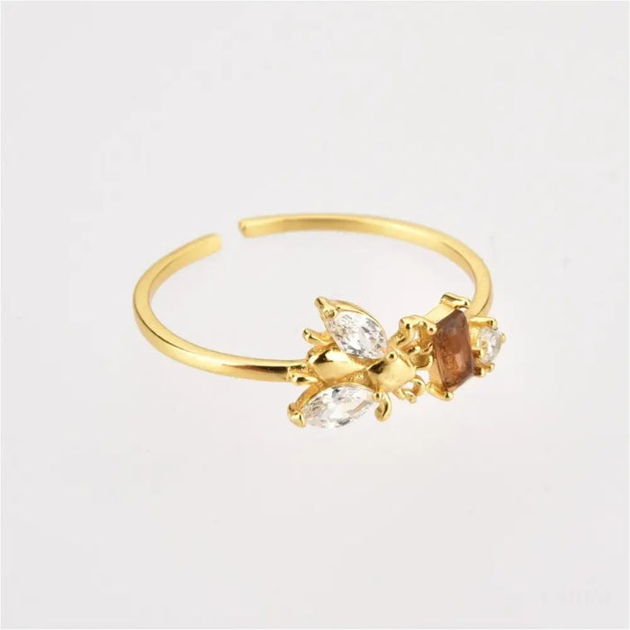 Geneve - Honey Bee Crystal Stacking Ring-4