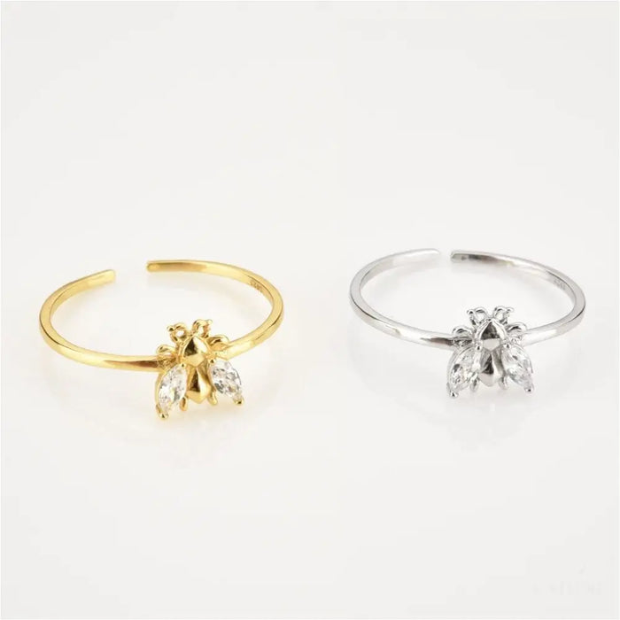 Geneve - Honey Bee Crystal Stacking Ring-5