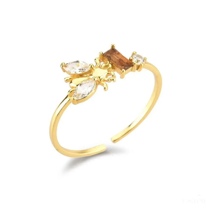 Geneve - Honey Bee Crystal Stacking Ring-11