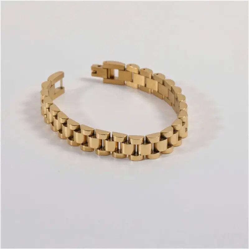 Gold Flat Chain Chunky Bracelet-0