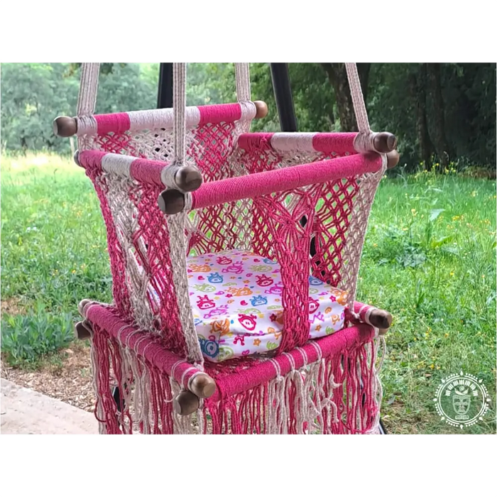 Hamac bebe macrame rosa 1 1