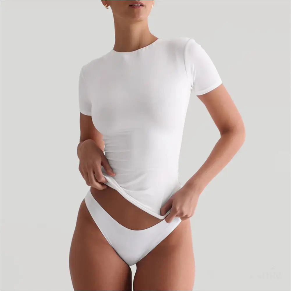 Haut sexy slim Uni - Blanc / L - Crop Top F