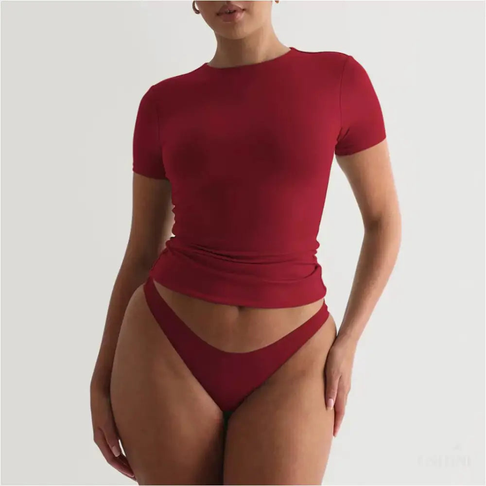 Haut sexy slim Uni - Crop Top F