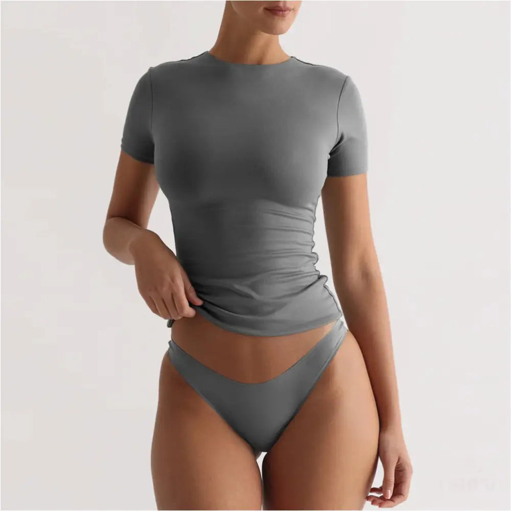 Haut sexy slim Uni - Gris / L - Crop Top F