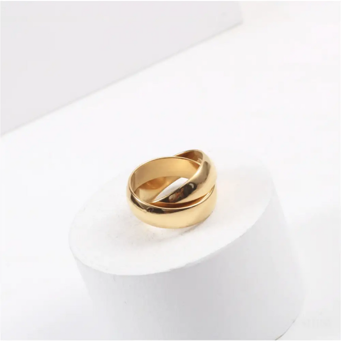 Interlocking Double Band Ring-7