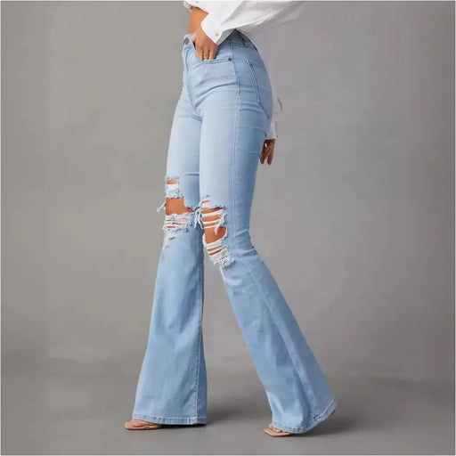 Jean fuselé taille haute en denim léger - Jean