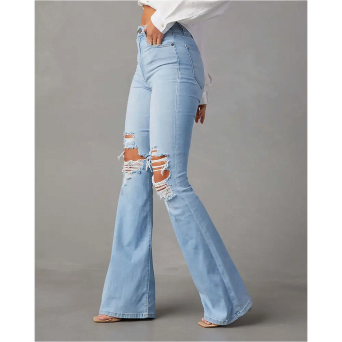 Jean fuselé taille haute en denim léger - Jean