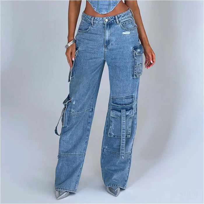 Jeans à couture de poche de style américain taille basse