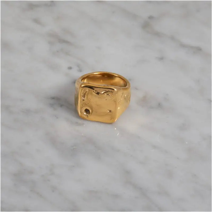 Jerome - Hammered Meteorite Gold Band-1