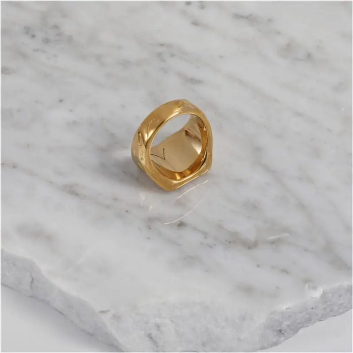 Jerome - Hammered Meteorite Gold Band-5