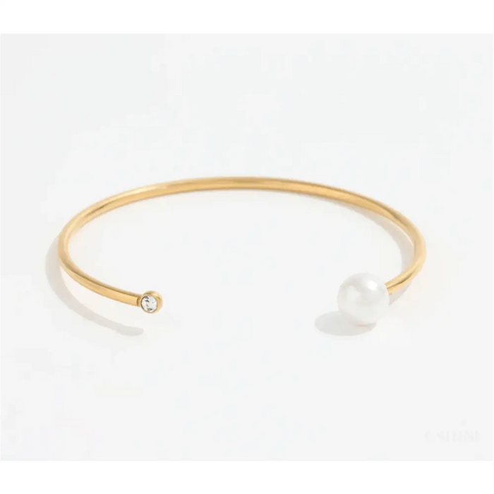 Kolya - Dainty Pearl Crystal Cuff Bangles 2 Styles-1