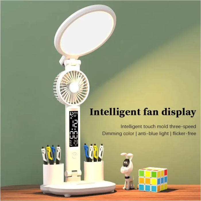 Lampe de table à horloge LED Mini ventilateur intégré