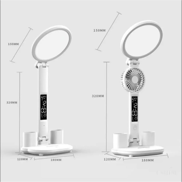 Lampe de table à horloge LED Mini ventilateur intégré