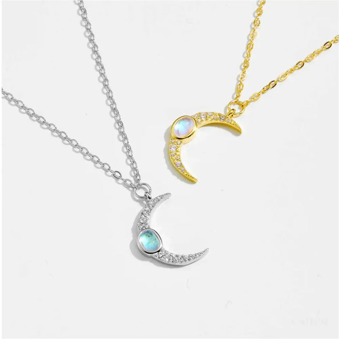 Laoise - Crescent Moon Necklace Silver-1