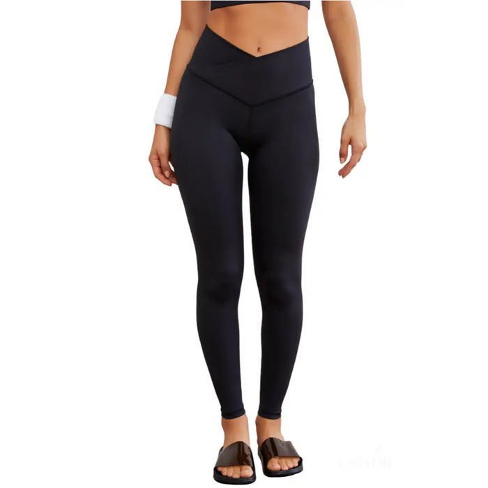 Legging actif sans couture noir à taille arquée-23