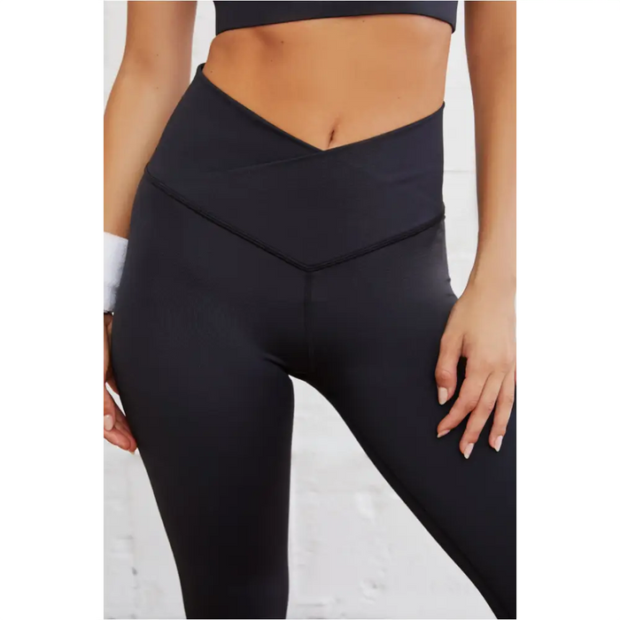 Legging actif sans couture noir à taille arquée-6