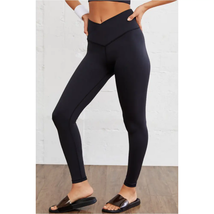 Legging actif sans couture noir à taille arquée-5