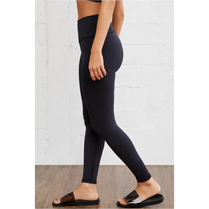 Legging actif sans couture noir à taille arquée-2