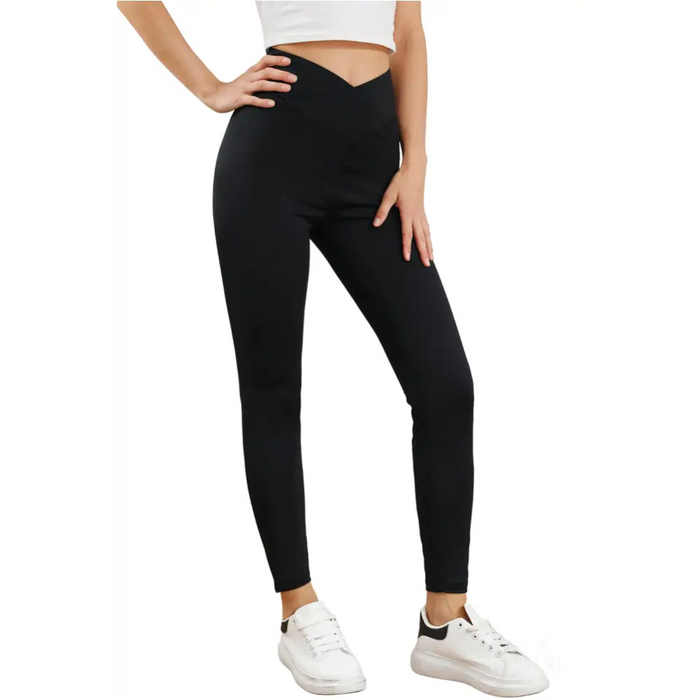 Legging actif sans couture noir à taille arquée-22