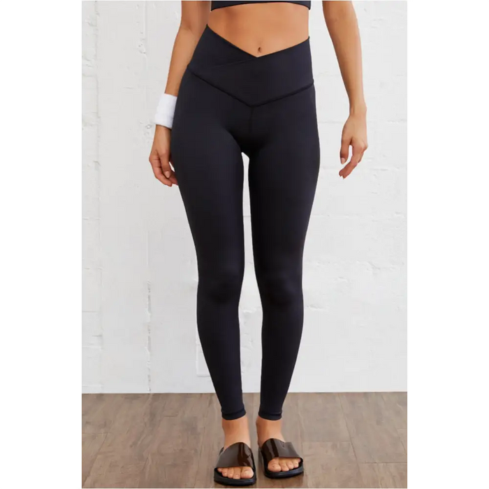 Legging actif sans couture noir à taille arquée-0