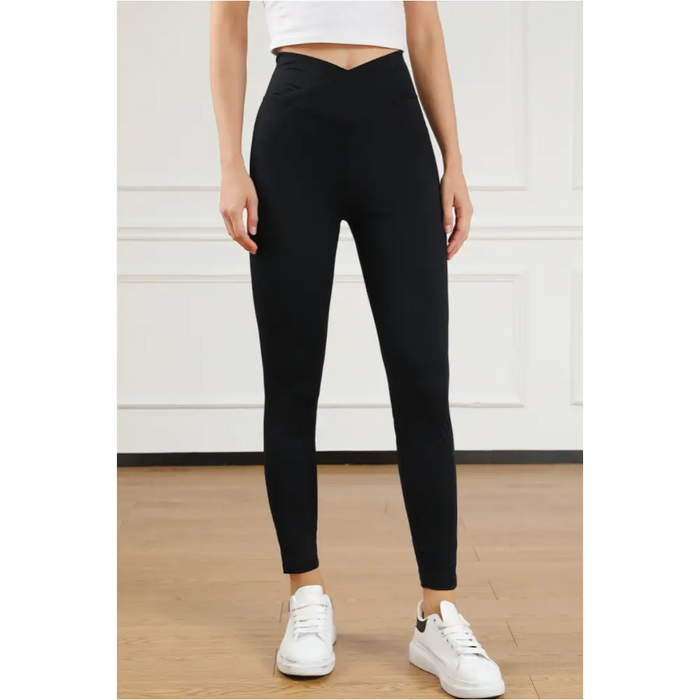 Legging actif sans couture noir à taille arquée-11