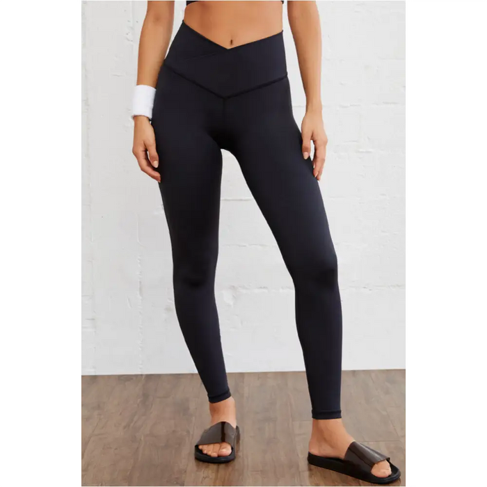 Legging actif sans couture noir à taille arquée-4