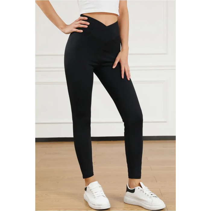 Legging actif sans couture noir à taille arquée-15