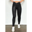 Legging en cuir élégant noir à taille croisée-0