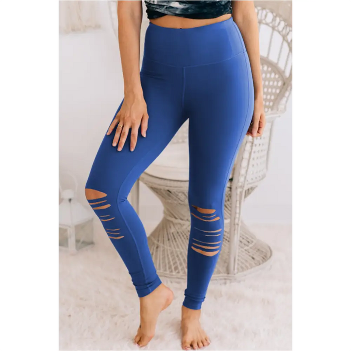 Legging skinny taille haute découpé bleu ciel-0