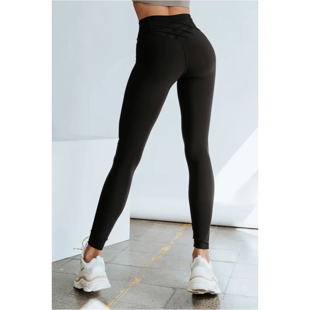 Leggings ventre croisée noir-5