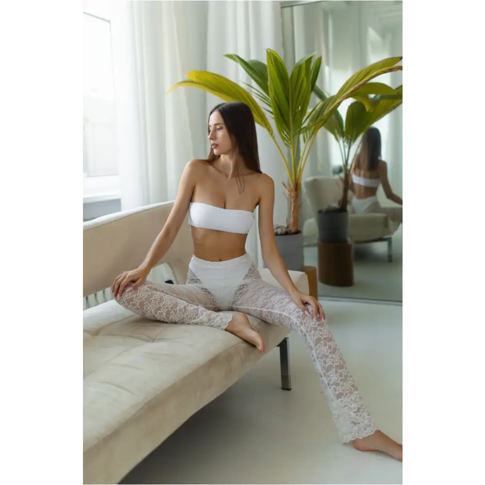 Leggings white guipure-0