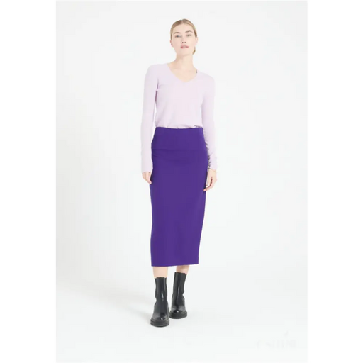 LILLY 2 Pull col V en cachemire lilas-1