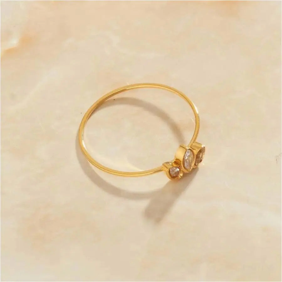 Lola - Dainty Crystal Gold Band-0