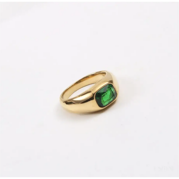 Lola - Green Stone Statement Gold Band-1