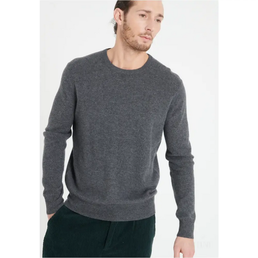 LUKE 2 Pull col rond en cachemire gris anthracite-1