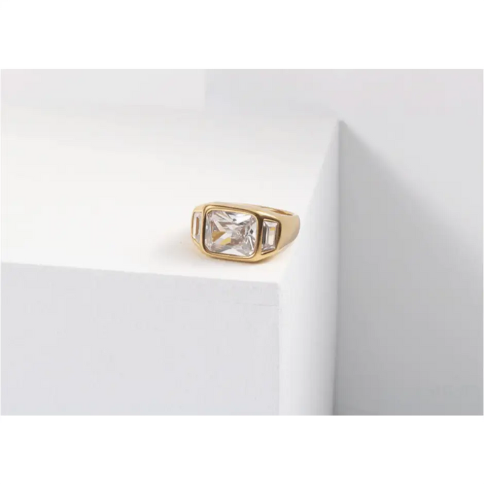 Luna - Statement Triple Crystal Gold Band-2