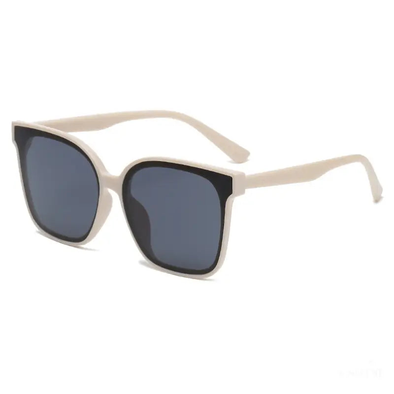 Lunettes de Soleil Rétro Brillant Noir complet - Beige