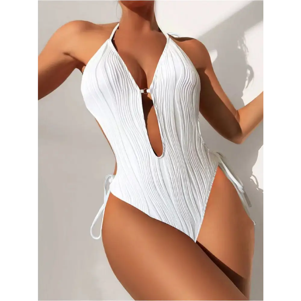 Maillot de bain Motifs Coulures - Blanc / L - Maillot 1