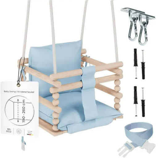 MAMOI® Balancoire bebe pour interieur, Siege balançoire pour bébé, Balancelle de coton en bois naturel, Baby swing pour enfant  à partir de 1 an, 3 en 1-0