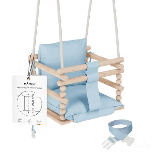 MAMOI® Balancoire bebe pour interieur, Siege balançoire pour bébé, Balancelle de coton en bois naturel, Baby swing pour enfant  à partir de 1 an, 3 en 1-0