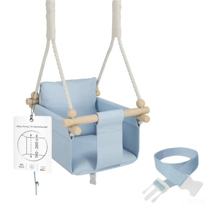 MAMOI® Balancoire interieur pour bebe et enfants, Siege balançoire en bois et en coton pour bébé, Balansoire pour enfant, Balancelle scandinave, Baby swing-0