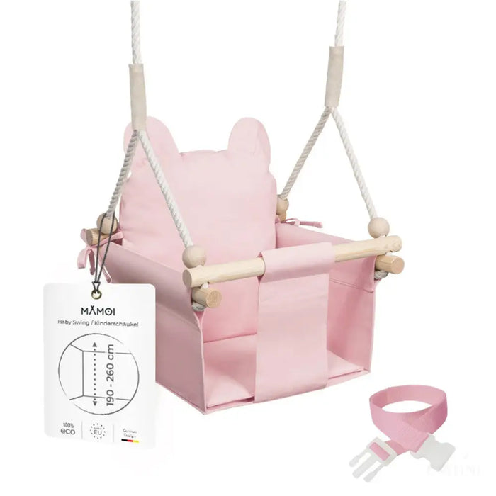 MAMOI® Balancoire interieur pour bebe et enfants, Siege balançoire en bois et en coton pour bébé, Balansoire pour enfant, Balancelle scandinave, Baby swing-0