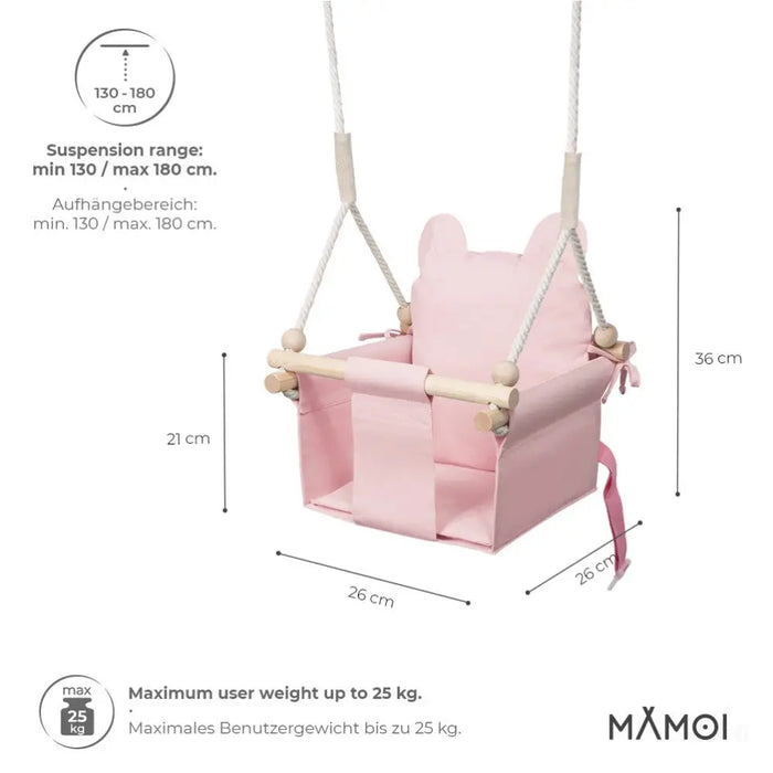 MAMOI® Balancoire interieur pour bebe et enfants, Siege balançoire en bois et en coton pour bébé, Balansoire pour enfant, Balancelle scandinave, Baby swing-2