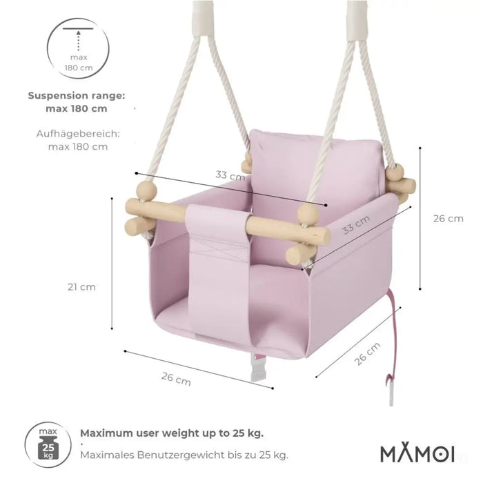 MAMOI® Balancoire interieur pour bebe et enfants, Siege balançoire en bois et en coton pour bébé, Balansoire pour enfant, Balancelle scandinave, Baby swing-1