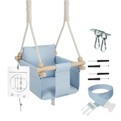 MAMOI® Balancoire interieur pour bebe et enfants, Siege balançoire en bois et en coton pour bébé, Balansoire pour enfant, Balancelle scandinave, Baby swing-0